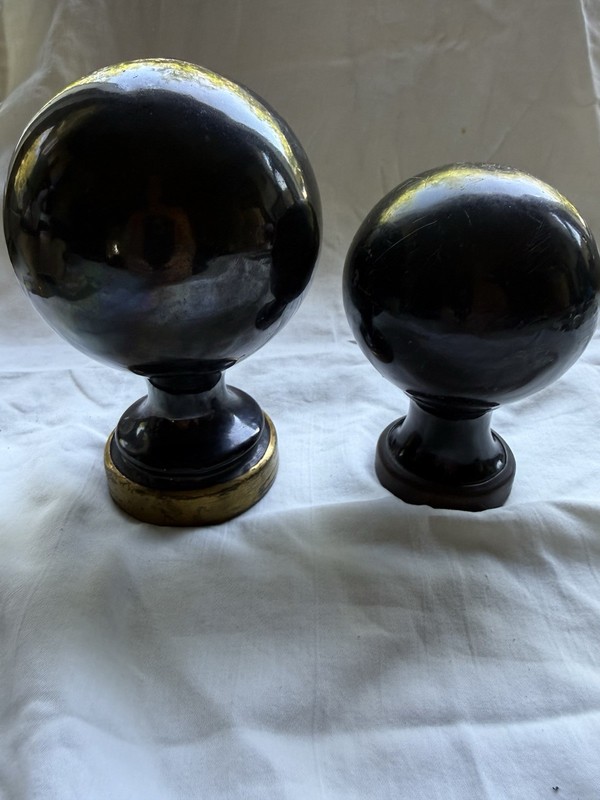 Antique Post / Staircase Finials. Cast Iron Covered By  Black Enamel