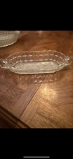 crystal relish glass tray frosted grapes and leaves design handles on each end