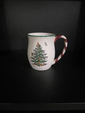 Spode Christmas Tree Candy Cane Handle Coffee Mug