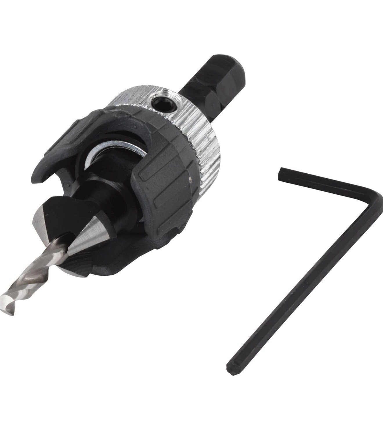 Foret fraisoir Wolfcraft mèche pilote et butée plastique pour percer le bois dur