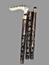 Hand-Carved Floral Wooden Walking Cane  Elegant Derby Handle Stick