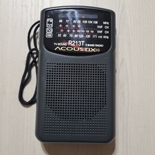 Acoustix R213T AM/FM TV Pocket Radio Headphone Jack Black Antenna Tested Works