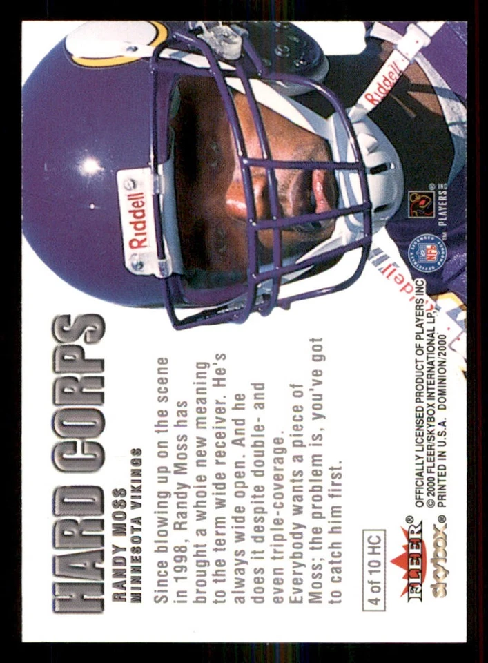 2000 SkyBox Dominion Hard Corps #4 Randy Moss - Image 2 of 2