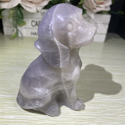 1.3LB 4.6'' Natural Fluorite Rottweiler Dog Quartz Crystal Sculpture Home Decor