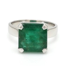 3.60 Ct Natural Emerald Art Deco Vintage Engagement Ring 925 Sterling Silver