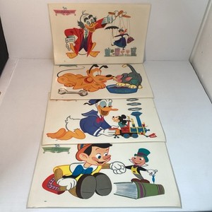 Vintage Walt Disney Set of 4 Placemats 1960’s Pre-Owned