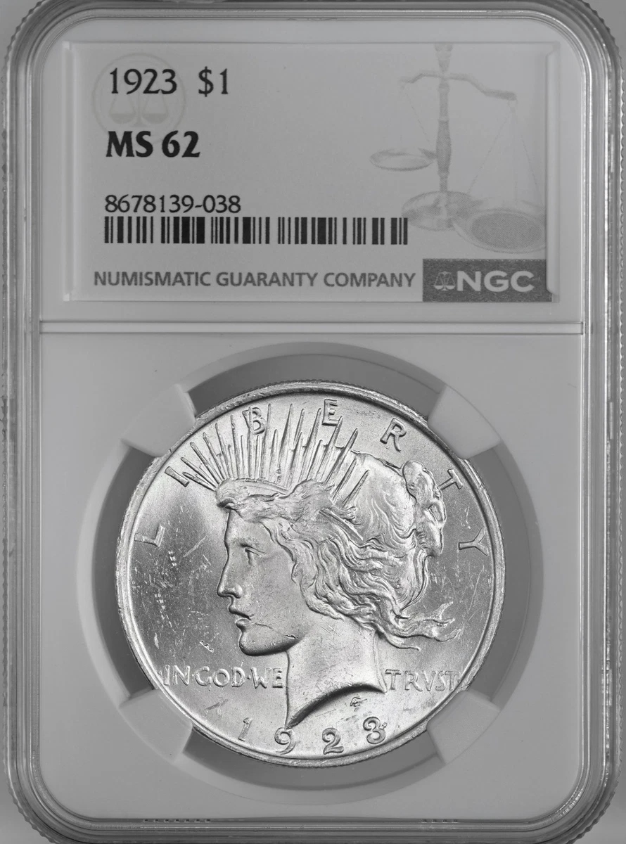 25+ Grade MS 62 Peace US Dollars (1921-1935), 1923 for sale