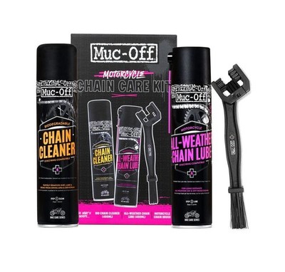 MUC-OFF Motorcycle chain maintenance kit with cleaner, grease and brush