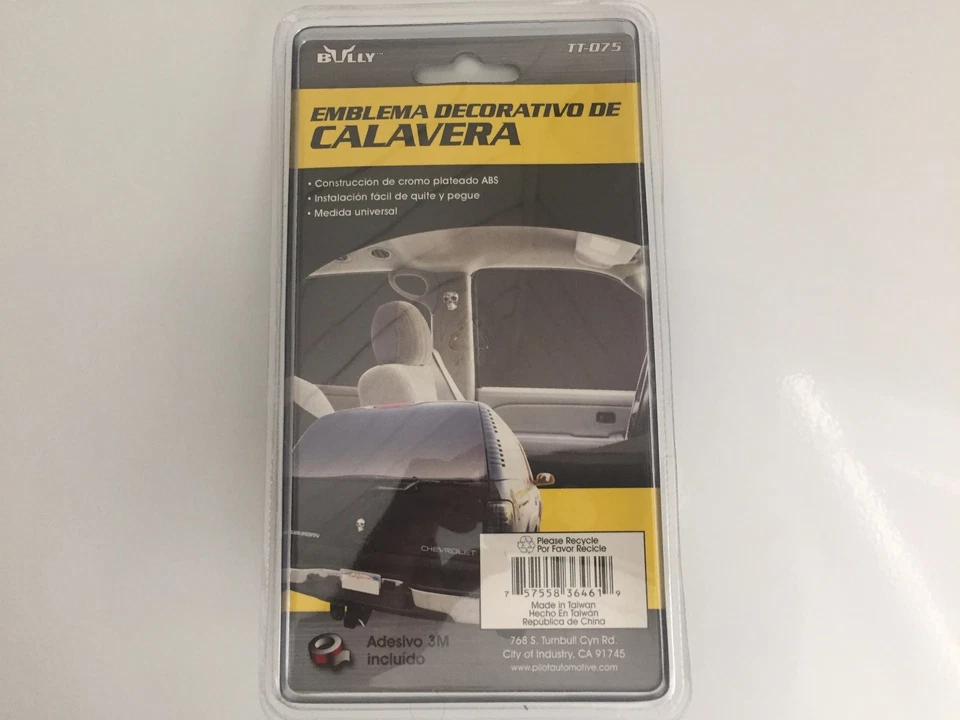 Cráneo emblema cromo abs plástico 3D cúpula palo en calcomanía autos, camiones, SUV, casas rodantes Foto 3 de 4