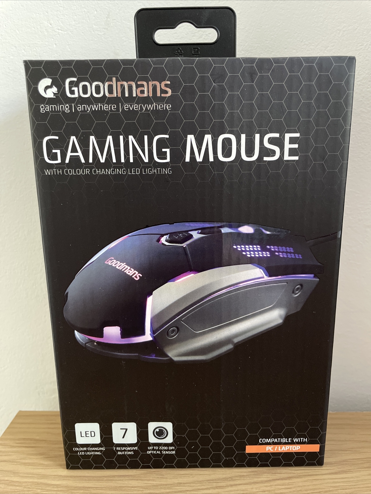 Goodmans Wired Gaming Mouse 7 Buttons USB LED Optical Computer Laptop