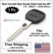 New! Corvette Style Big Head GM Double Sided Vats Ignition Chevy Key w/ Chip #07