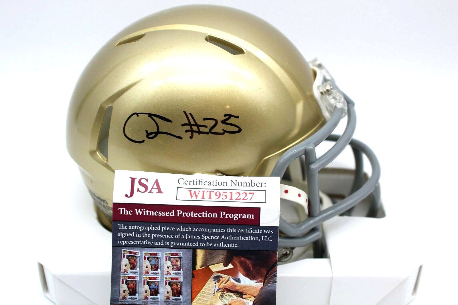 Chris Tyree Autographed Signed Notre Dame Fighting Irish Mini Football Helmet w/JSA COA 