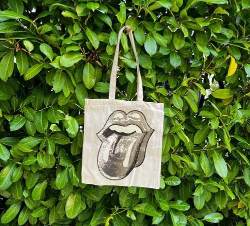 Large Sequin Tongue Patch Tote Shopping Bag 5 & 12Oz Red, L/Gold, Orange & Brit - Picture 5 of 13