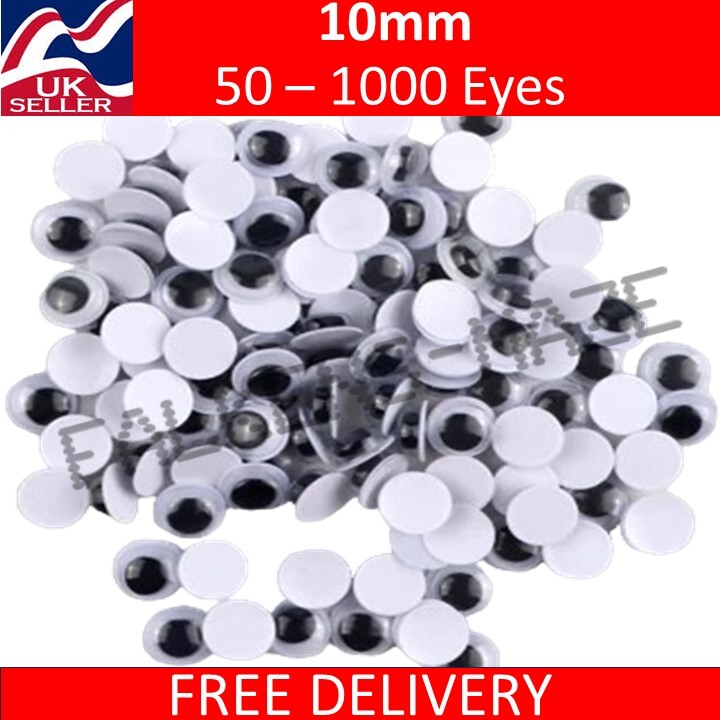 6mm 8mm 10mm 12mm 15mm 20mm 30mm 40mm 50mm Googly Wiggly Craft Eyes Peel and Stick