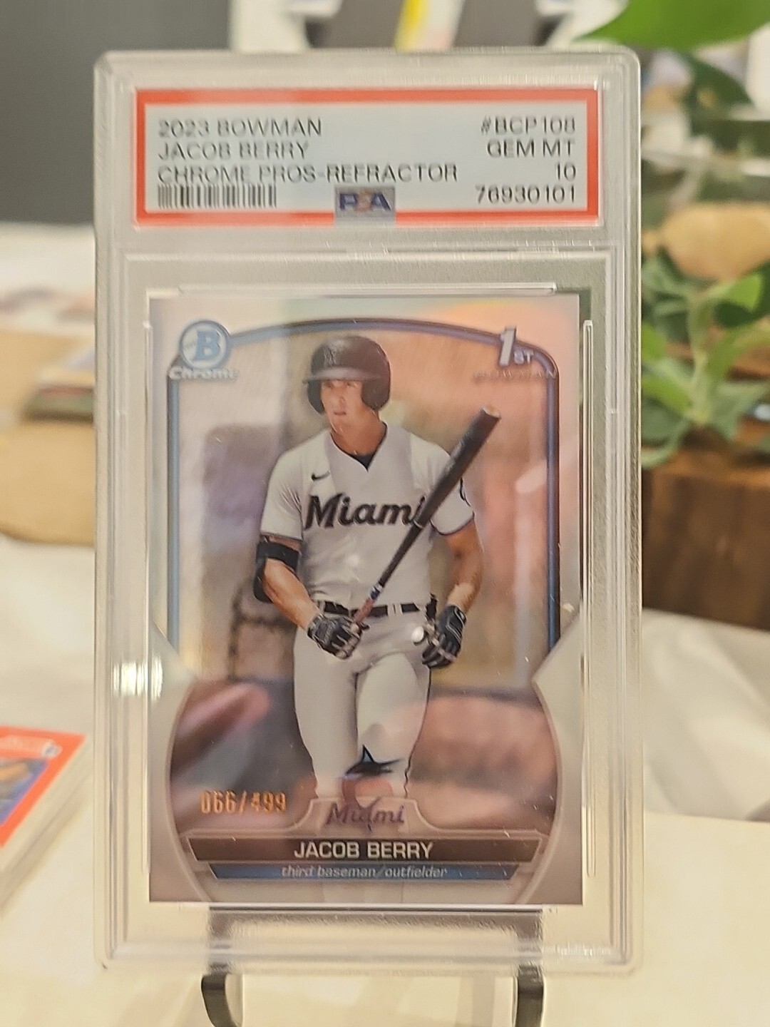 2023 Bowman Chrome Refractor Jacob Berry #BCP-108 PSA 10 GEM MINT Marlins /499