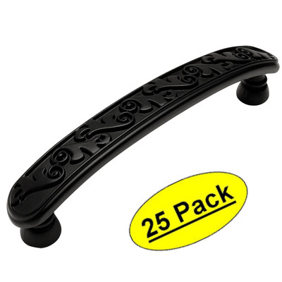 *25 Pack* Cosmas Cabinet Hardware Flat Black Floral Cabinet Pulls - #4298FB