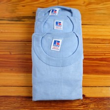 VINTAGE Russell Athletic Lot of 3 Youth M Light Blue Short Sleeve T-Shirts 80's