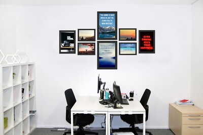 [8er Set] SCHWARZ Galerie Bilderrahmen Wandhalterung Querformat/Portrait Bilderrahmen