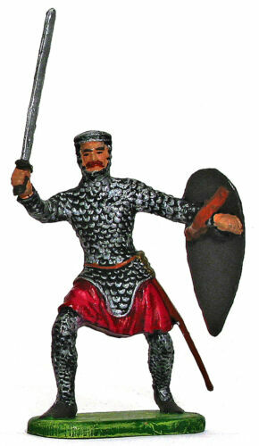 Figurine Elastolin Ougen Moyen Age Cavalier Seigneur Rouge Et Vert