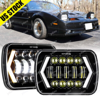Pair Fit Pontiac Fiero 84-88 Firebird 82-90 7x6'' LED Headlights