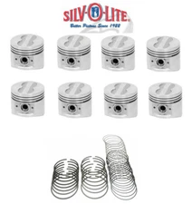 SILVOLITE Flat Top Pistons Set/8+CAST Rings for Ford/Mercury 352 FE 1958-66 .030