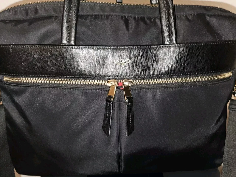Maletín para computadora portátil Knomo London Hanover 14 pulgadas bolso de trabajo de hombro negro 14x10x2 $227 Foto 4 de 4