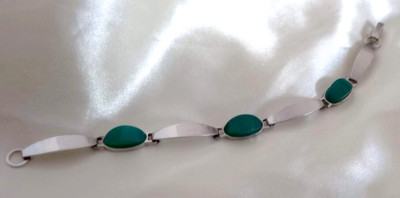 Antikschmuck, Armband 835er  Silber Friedrich Speidel Pforzheim mit Chrysopras