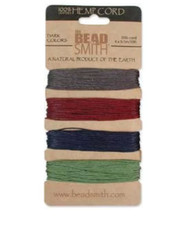 Natural Hemp Twine Bead Cord 1mm Four Dark Jewel Color Variety 30 Feet Each