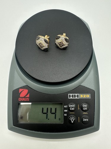 14k Yellow Gold Round Black Champagne & White Diamond 0.75ct Fine Stud Earrings - Picture 13 of 13