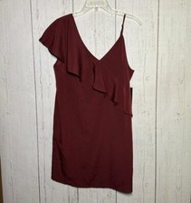 Lulu’s Time Of Your Life Asymmetrical Mini Burgundy One Shoulder Dress Size Med