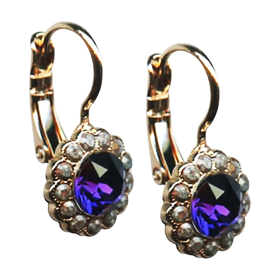 Pendientes Por Mariana Mujer Perfectos Terciopelo y Piedra Mármol Cristales Swarovski Foto 2 de 4