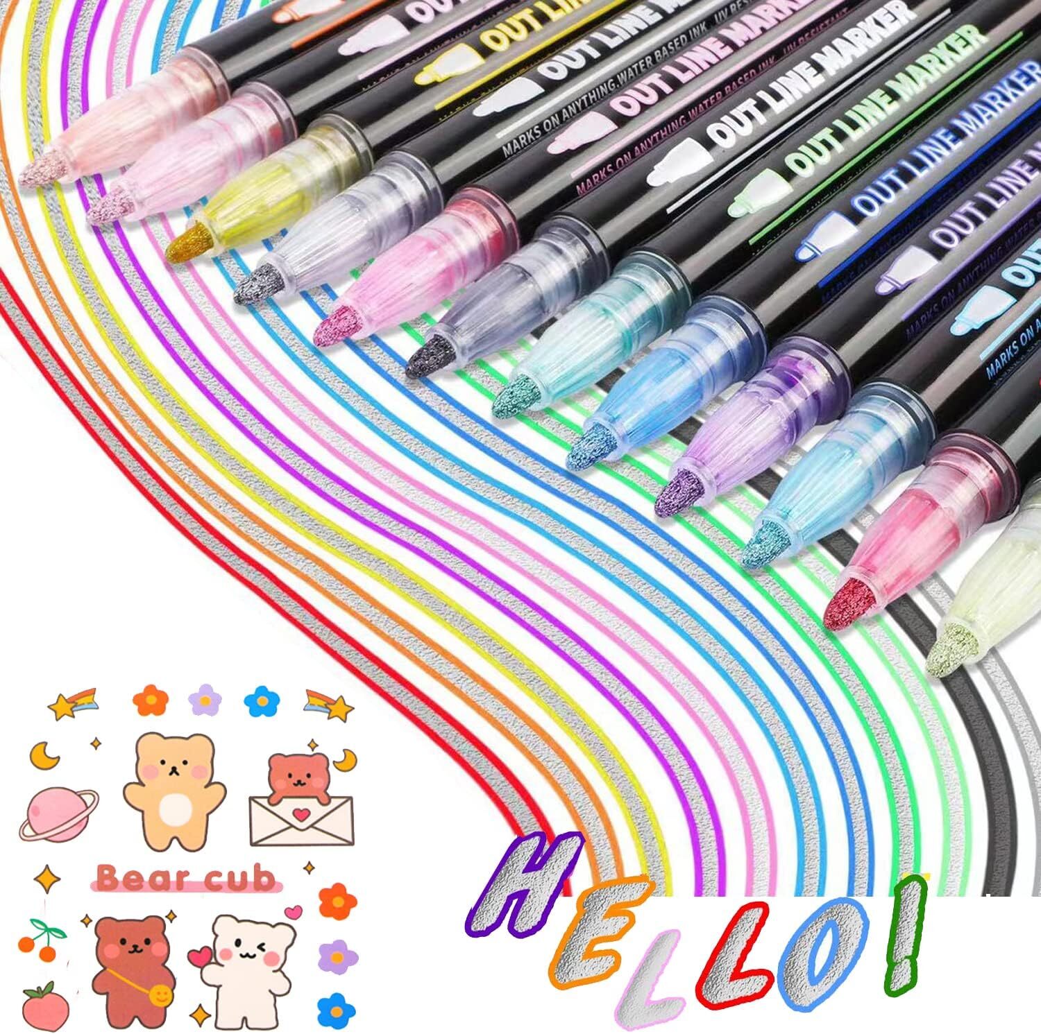 Outline Markers Self-Outline Metallic Markers, 1 Count (Pack of 12),-image