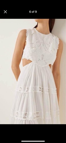 Zimmermann Cassia Yoke Dress Midi Cutout Embroidered Floral Event Hens Size 0 - Picture 6 of 22