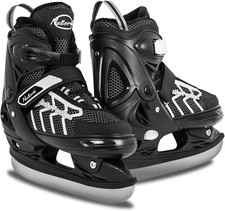 Nattork youth Ice Skates. Black white size 1Y-3Y 35 - 38 distressed box.