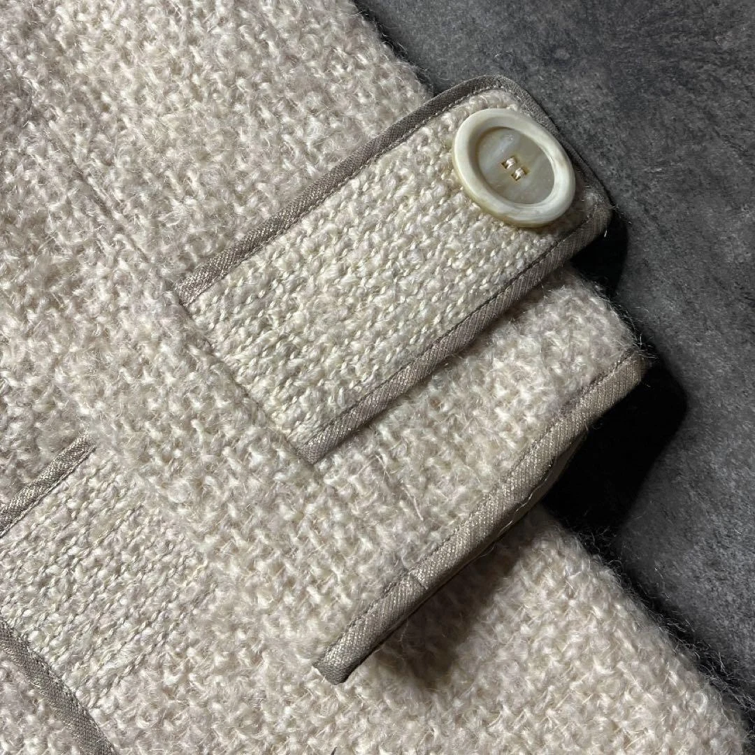 LOUIS VUITTON（LV） Giacca corte di lusso Louis Vuitton in mohair con accessori in seta beige rosa Syst