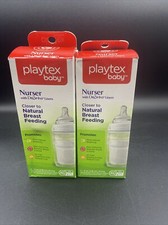 2- Playtex Baby Nurser Angled Bottle with 15 Drop-Ins Liners 4oz -0- 3M Slow