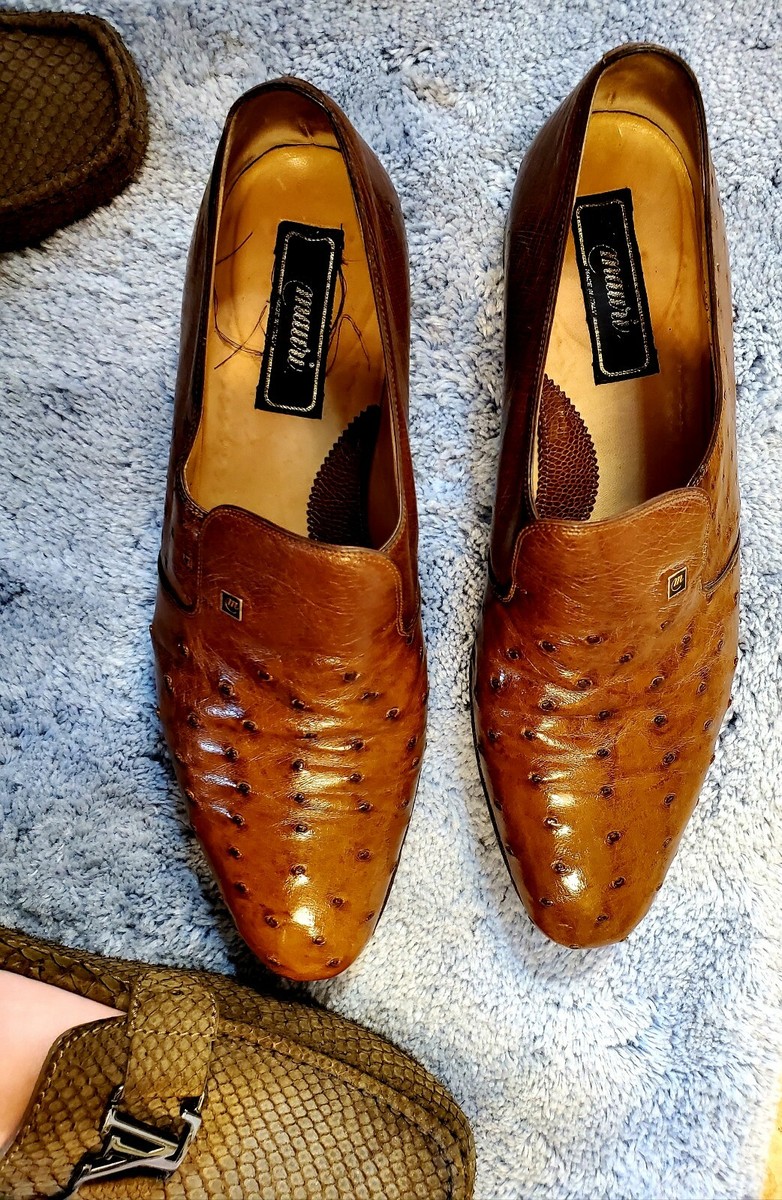 Mauri Ostrich Skin Brown Slip On Shoes/Loafers Very Rare  display picture 2
