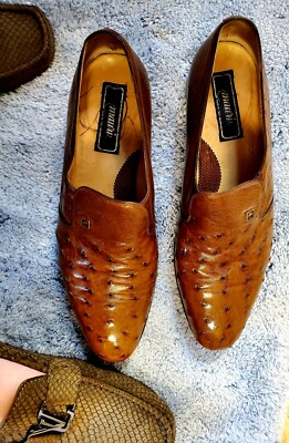 Mauri Ostrich Skin Brown Slip On Shoes/Loafers Very Rare  display picture 1