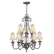 Image of 10 Bulb Chandelier LIght Polished Antique Nickel LED E14 60W