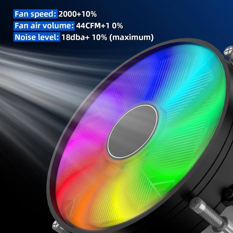 RGB CPU Air Cooler PC Computer 90mm Cooling Fan for Intel LGA 1700/1200 ...