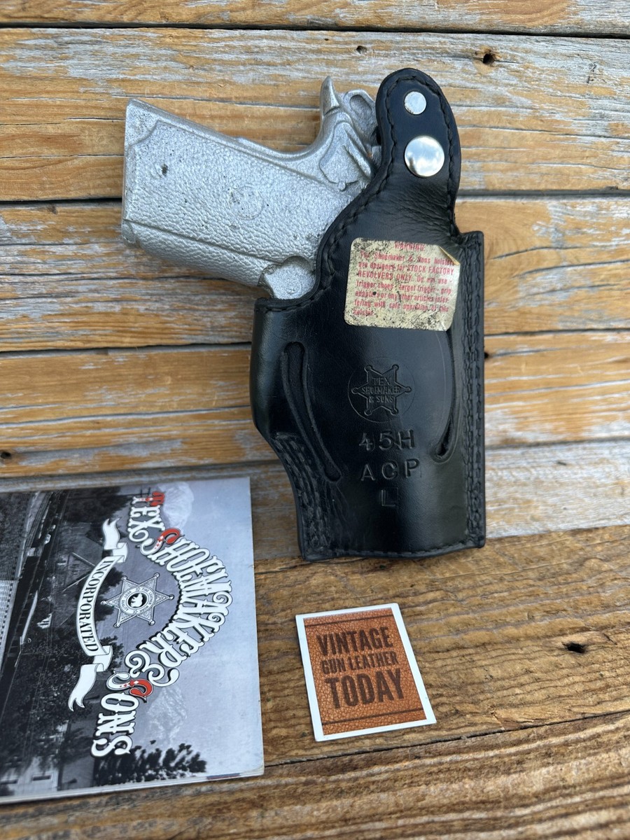 Tex Shoemaker Black Lined Basket Leather Officers Model Holster 45