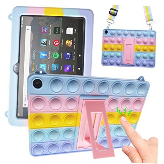 Pop It Tablet Case for Fire HD 10 / 10 Plus (11th Gen, 2021) Rainbow Bubbles