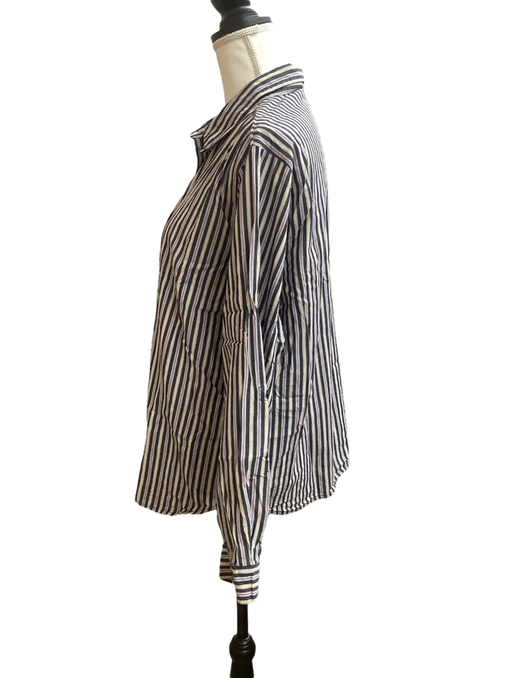 Blusa Camisa A Rayas Con Botones L/S Lemon Grass Para Mujer - Talla XL Foto 4 de 4