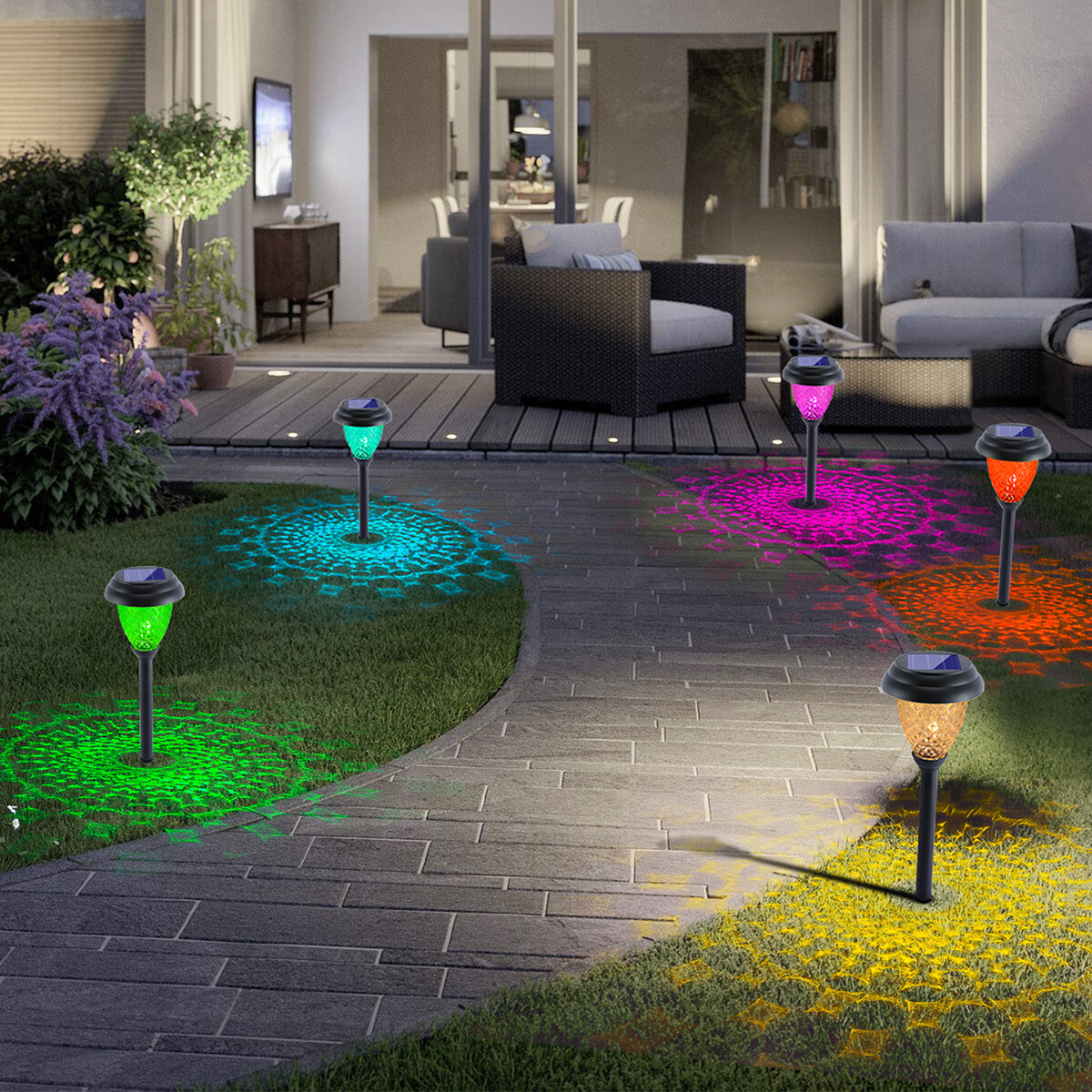 ❣️SOLAR. RGB PARKER SLATER “Color Changing Solar Pathway Lights 8 Pack