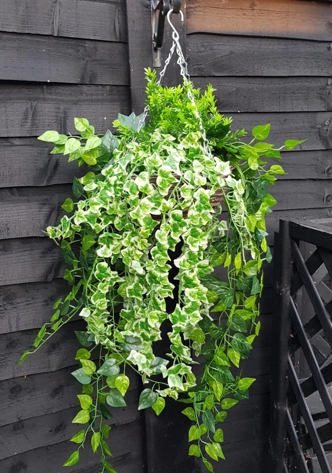 Artificial Trailing Hanging Basket Greenery Leaves Rose Ivy Leaf Fern Foliage