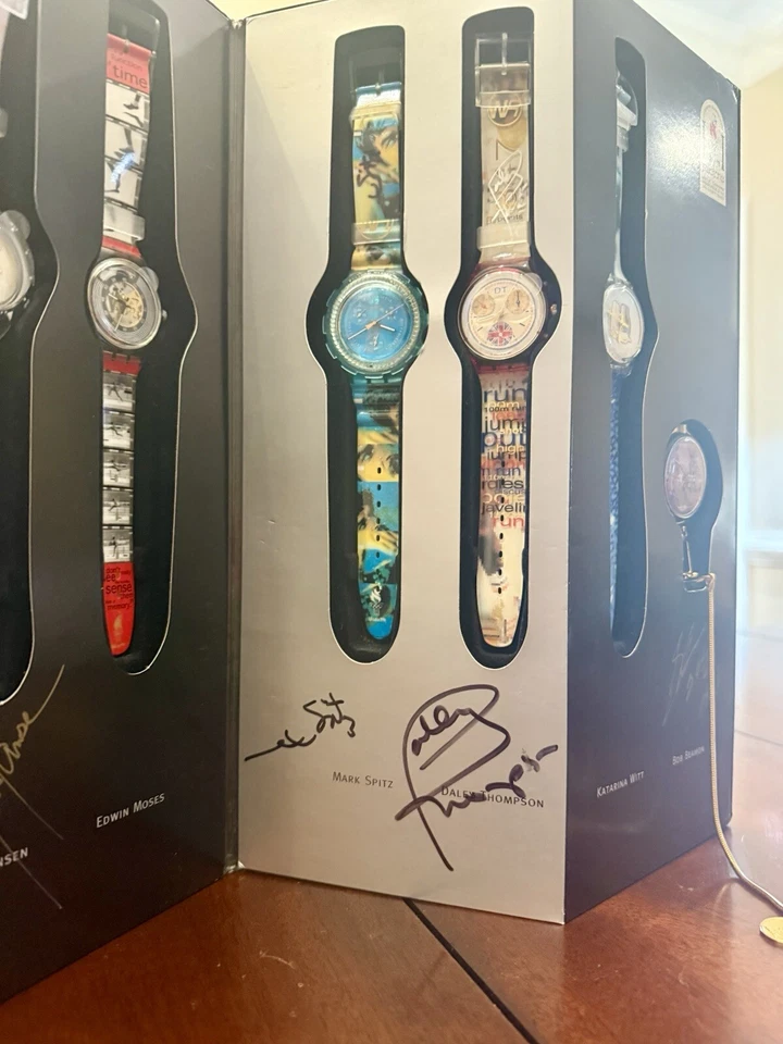 Juego de reloj muestra Olympic Legends 1996 “Medallas de oro” con autógrafos de atletas Foto 4 de 4