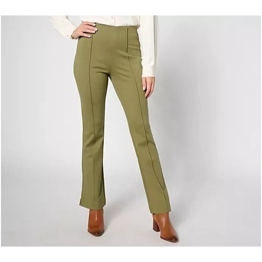 Peace Love World Petite Ponte Split Hem Pants Jungle Olive Womens