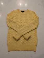 Gap Sweater Women Medium Cable Knit Bright Yellow Angora Blend Soft Casual
