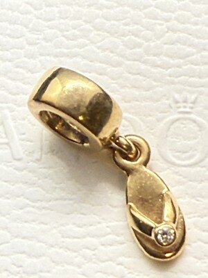 Pandora Flip Flop Sandal w/Diamond Genuine Rare Retired 14k
