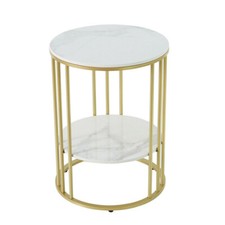 Real Marble Stone Side Table Round Coffee End Table Indoor Outdoor Patio Tables